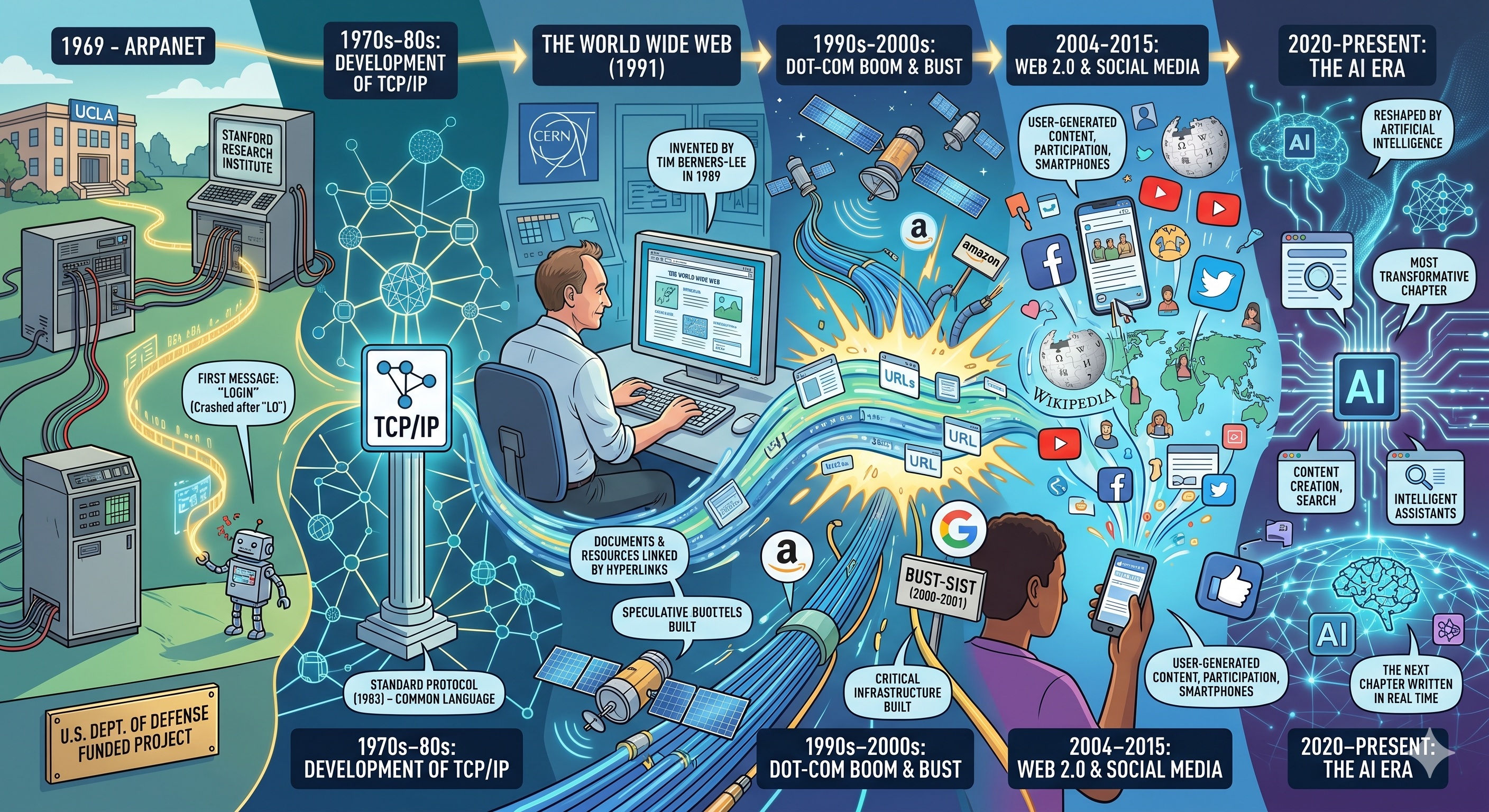 The History of the Internet: From ARPANET to the AI Era