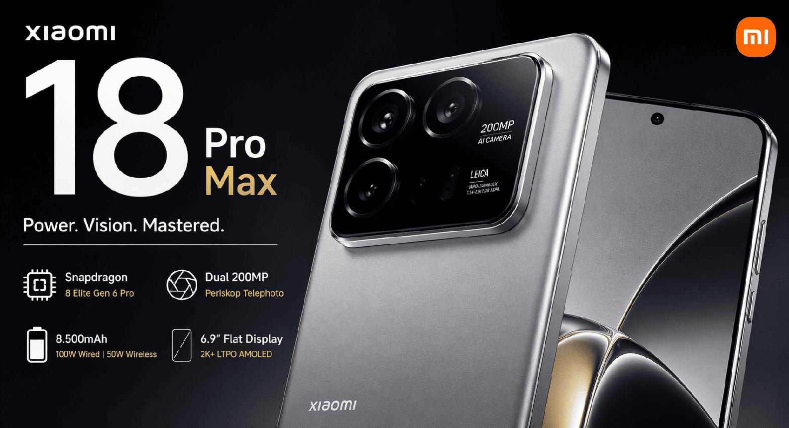 Xiaomi 18 Pro Brings 8,500mAh Battery, Dual 200MP Cameras and Hardware-Level Privacy Display