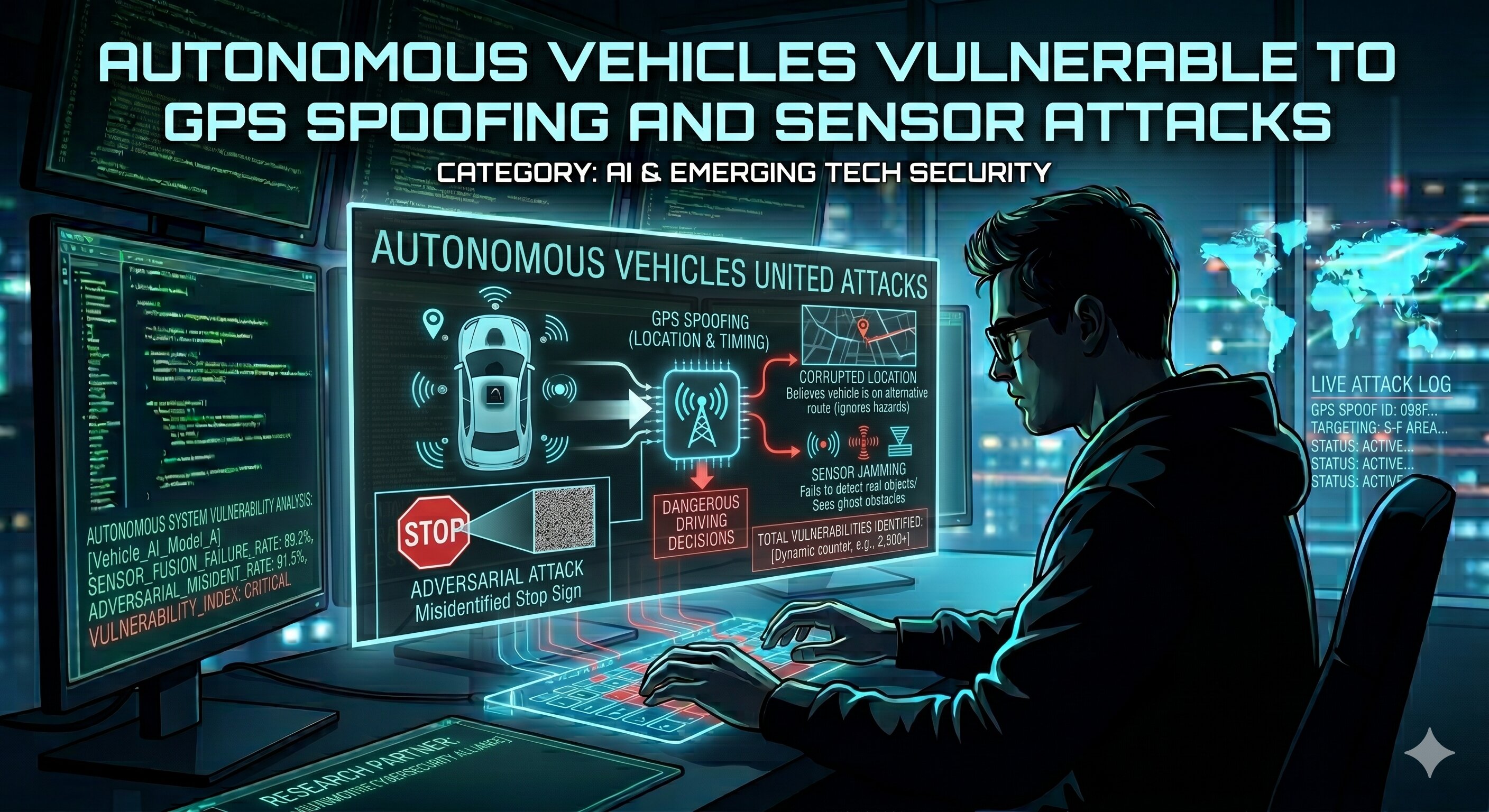 Autonomous Vehicles Vulnerable to GPS Spoofing and Sensor Attacks