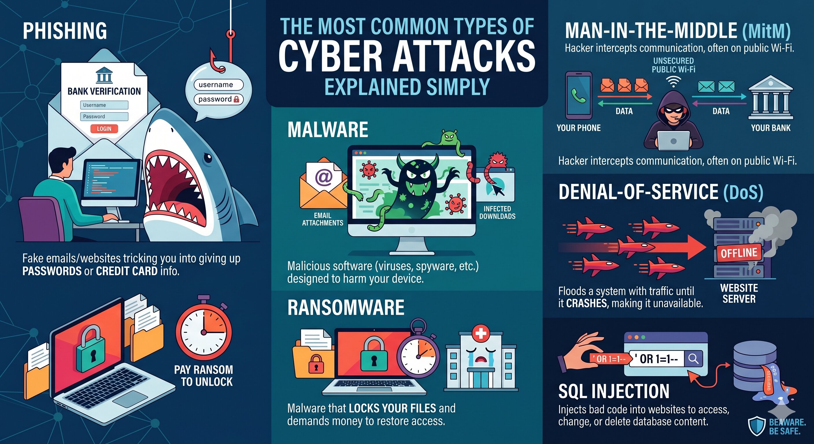 The Most Common Types of Cyber Attacks Explained Simply