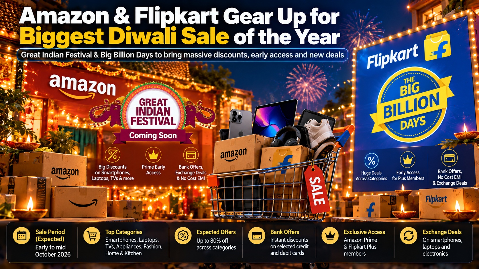 Amazon vs Flipkart: India’s Biggest Diwali Shopping Battle Begins October 8