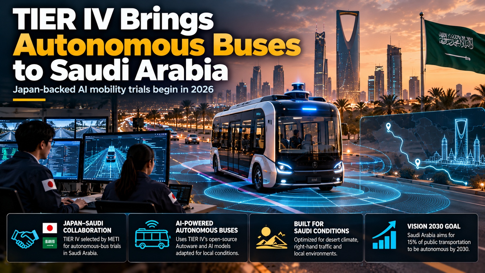 Japan’s TIER IV to Test Autonomous Buses in Saudi Arabia Under New Government-Backed Project