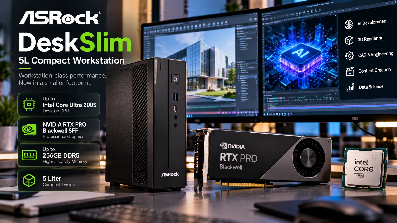 ASRock Packs NVIDIA RTX PRO Blackwell Graphics Into a Tiny 5-Liter Workstation