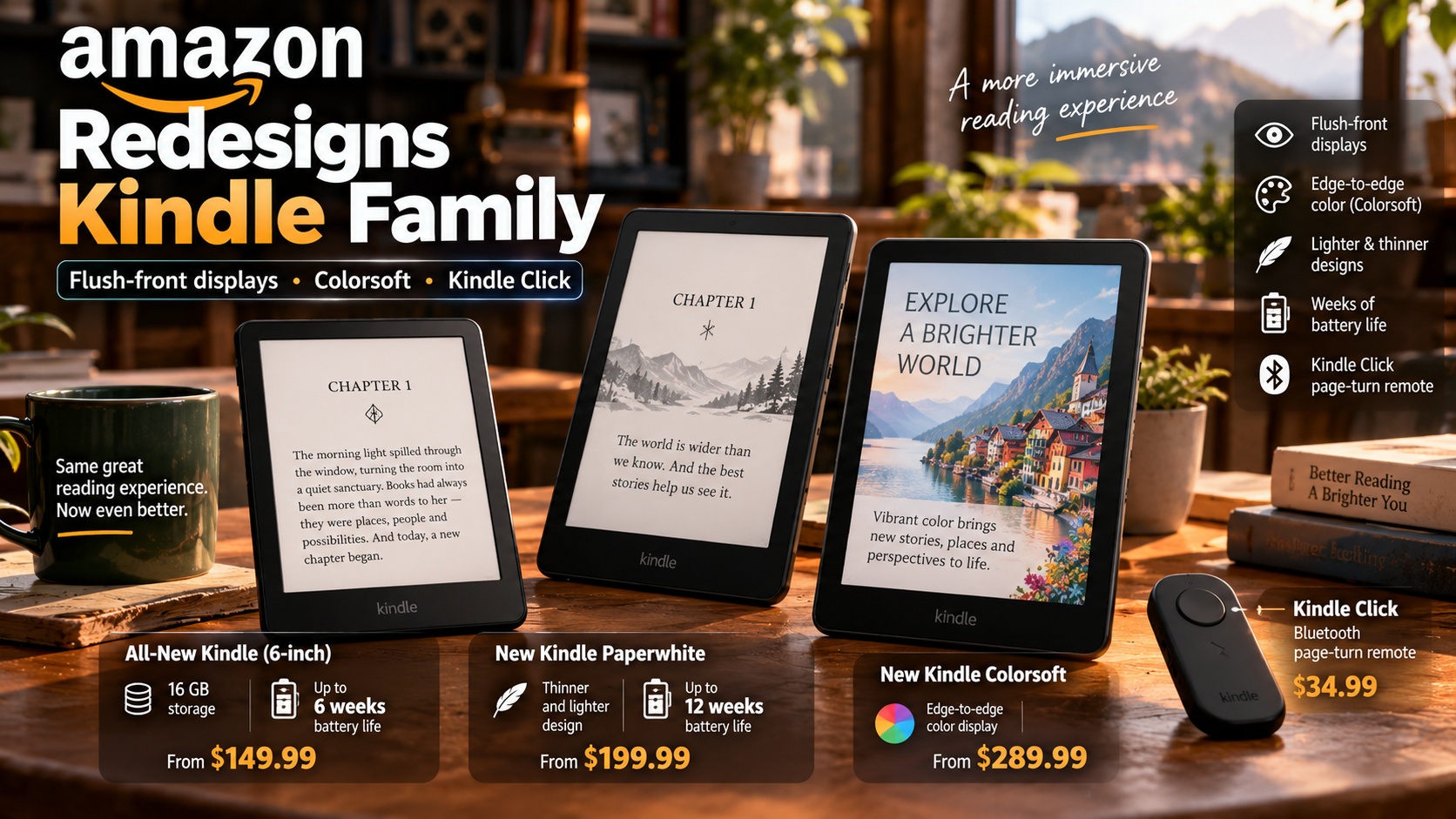 Amazon Completely Redesigns Kindle Family With New Displays and Accessories