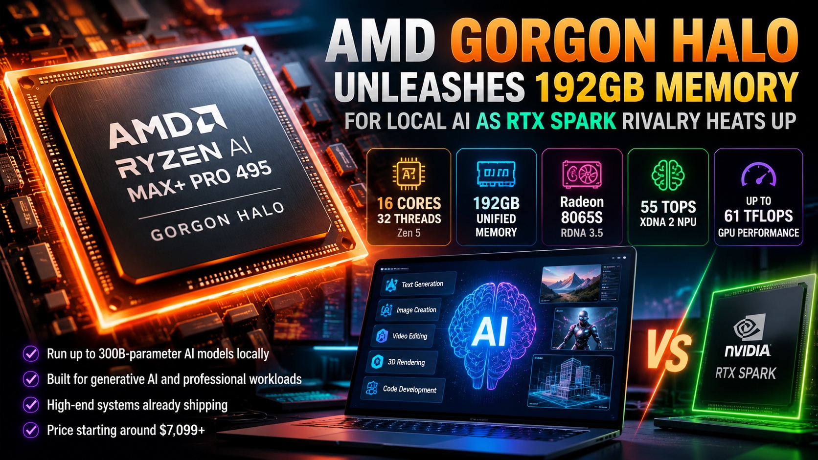 AMD Gorgon Halo Unleashes 192GB Memory for Local AI as RTX Spark Rivalry Heats Up